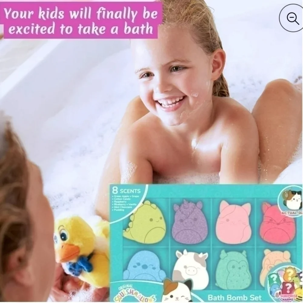 🛑 2 / $40 Sale! Squishmallow Bath Bomb Set (8 Count) with Surprise Charms NWT